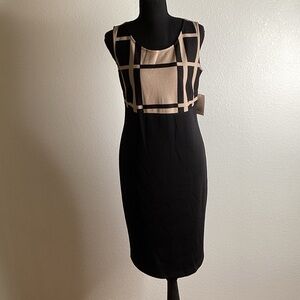 Danny & Nicole Black and Cream Grid Midi Dress